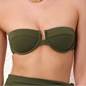 Zimmermann Sculpt Balconette Swimsuit Bikini Top Khaki Green - Size 2 (US 6-8)
